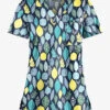 UA Butter-Soft STRETCH Swedish Leaves Navy Women's 1-Pocket V-Neck Tuck-In Print Scrub Top -Fashion Clothing TS452SWNV 1