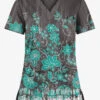 UA Butter-Soft STRETCH Wildflower Border Pewter Women's 1-Pocket V-Neck Tuck-In Printed Scrub Top -Fashion Clothing TS452WFPW 100523 1