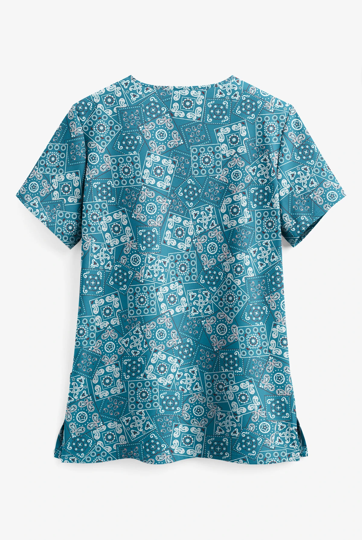 UA Butter-Soft STRETCH Bandana Paisley Harbor Blue Women's 2-Pocket V-Neck Print Scrub Top 4 UA Butter-Soft STRETCH Bandana Paisley Harbor Blue Women's 2-Pocket V-Neck Print Scrub Top - Image 2