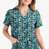 UA Butter-Soft STRETCH Day Dance Black Printed Women's 2-Pocket V-Neck Scrub Top 1 UA Butter-Soft STRETCH Day Dance Black Printed Women's 2-Pocket V-Neck Scrub Top -Fashion Clothing TS542DYD 1