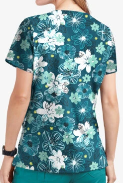 UA Butter-Soft STRETCH Floral Mirage Caribbean Blue Women's 2-Pocket V-Neck Printed Scrub Top 7 UA Butter-Soft STRETCH Floral Mirage Caribbean Blue Women's 2-Pocket V-Neck Printed Scrub Top -Fashion Clothing TS542FMCB 3