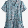 UA Butter-Soft STRETCH Floral Paisley Silver Women's 2-Pocket V-Neck Print Scrub Top 2 UA Butter-Soft STRETCH Floral Paisley Silver Women's 2-Pocket V-Neck Print Scrub Top -Fashion Clothing TS542FYS 1