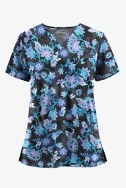 UA Butter-Soft STRETCH Jacobean Spring Women's 2-Pocket V-Neck Printed Scrub Top