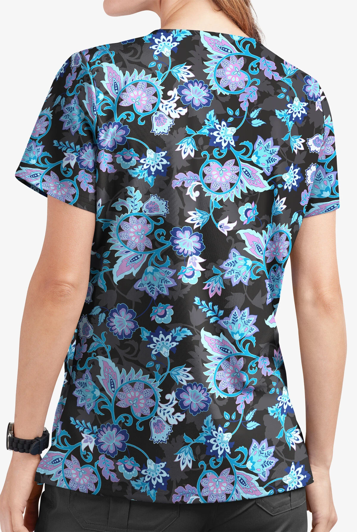 UA Butter-Soft STRETCH Jacobean Spring Women's 2-Pocket V-Neck Printed Scrub Top 5 UA Butter-Soft STRETCH Jacobean Spring Women's 2-Pocket V-Neck Printed Scrub Top - Image 3