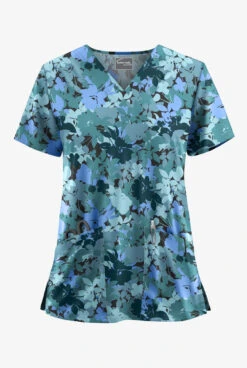 UA Butter-Soft STRETCH Layered Floral Women's 2-Pocket V-Neck Print Scrub Top