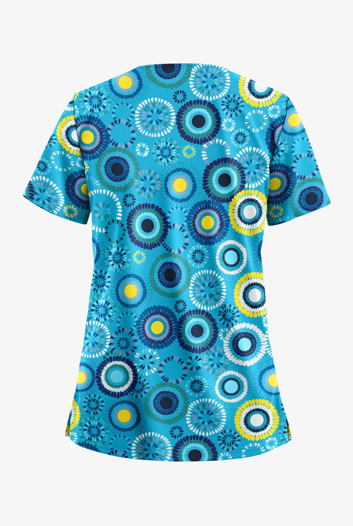 UA Butter-Soft STRETCH Odessa Floral Turquoise Women's 2-Pocket V-Neck Print Scrub Top 4 UA Butter-Soft STRETCH Odessa Floral Turquoise Women's 2-Pocket V-Neck Print Scrub Top - Image 2