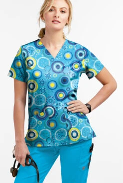 UA Butter-Soft STRETCH Odessa Floral Turquoise Women's 2-Pocket V-Neck Print Scrub Top 7 UA Butter-Soft STRETCH Odessa Floral Turquoise Women's 2-Pocket V-Neck Print Scrub Top -Fashion Clothing TS542OFTQ 3 S