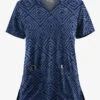 UA Butter-Soft STRETCH Tie-Dye Tiles Navy Women's 2-Pocket V-Neck Print Scrub Top 2 UA Butter-Soft STRETCH Tie-Dye Tiles Navy Women's 2-Pocket V-Neck Print Scrub Top -Fashion Clothing TS542TDT 1