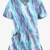 UA Butter-Soft STRETCH Water Waves Women's 2-Pocket V-Neck Print Scrub Top -Fashion Clothing TS542WWWT 1