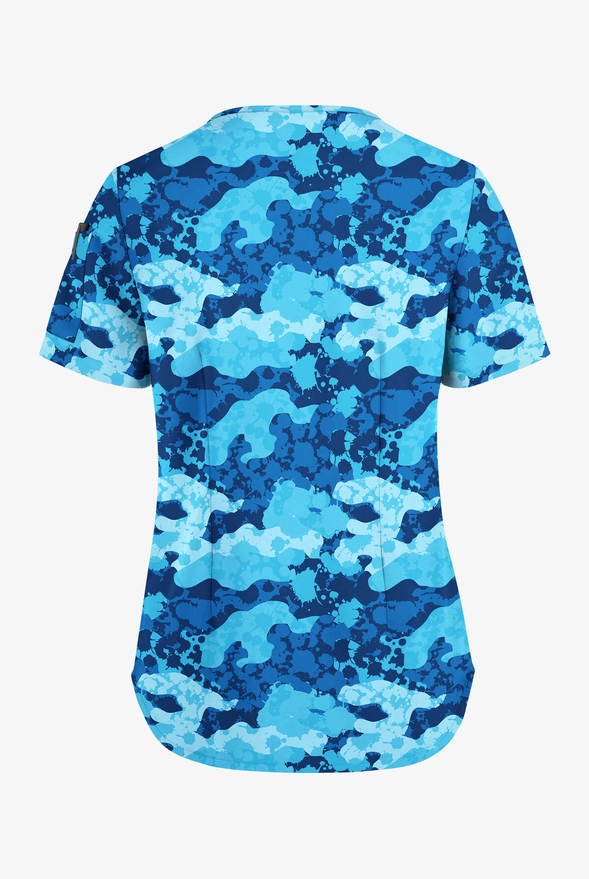 Easy STRETCH By Butter-Soft Camo Splash Navy Women's 3-Pocket V-Neck Tuck-In Printed Scrub Top 4 Easy STRETCH By Butter-Soft Camo Splash Navy Women's 3-Pocket V-Neck Tuck-In Printed Scrub Top - Image 2