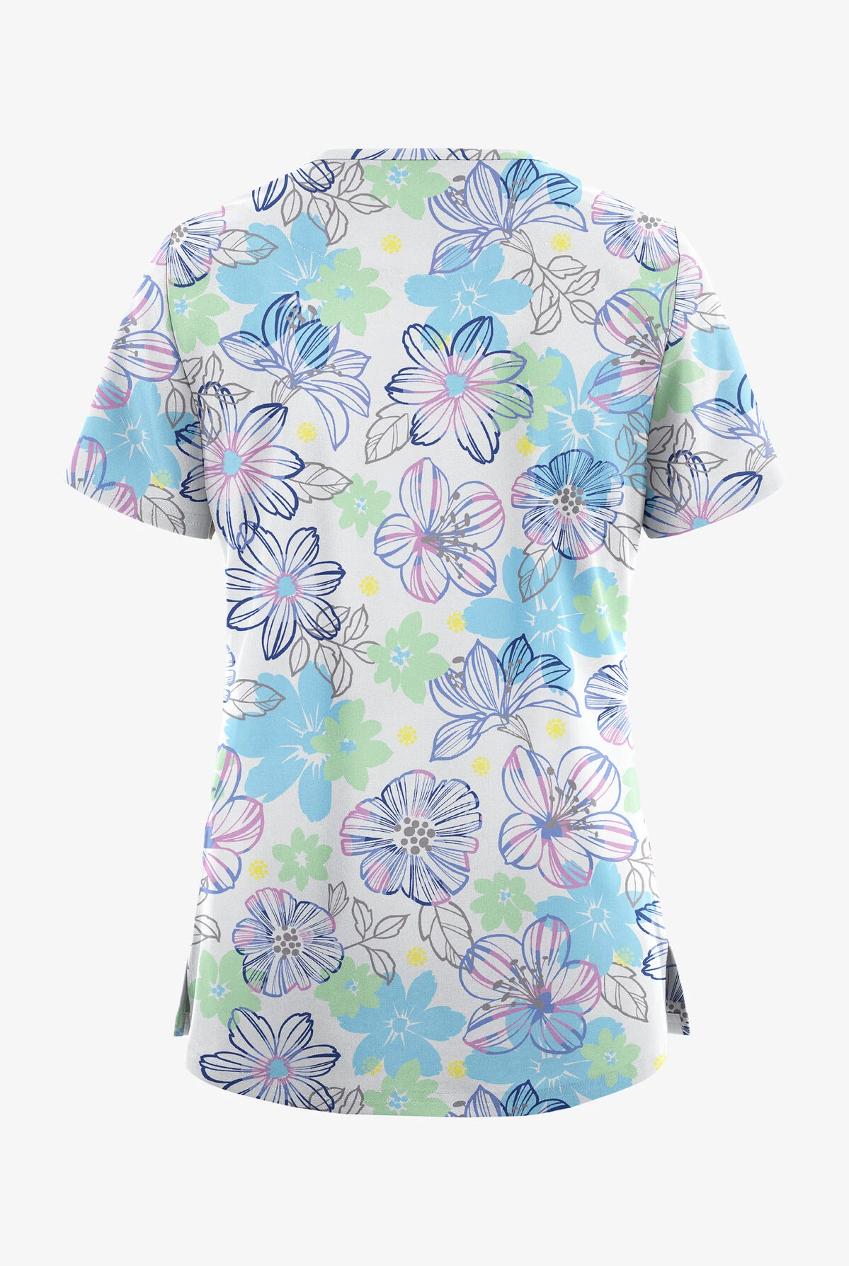 UA Butter-Soft STRETCH Floral Mirage Poolside View Women's 3-Pocket V-Neck With Trim Scrub Top 4 UA Butter-Soft STRETCH Floral Mirage Poolside View Women's 3-Pocket V-Neck With Trim Scrub Top - Image 2