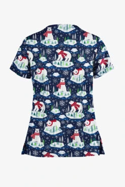 Butter-Soft Polar Holiday Navy Women's 2-Pocket Keyhole V Neck Printed Scrub Top 5 Butter-Soft Polar Holiday Navy Women's 2-Pocket Keyhole V Neck Printed Scrub Top -Fashion Clothing TS565PHNV 2