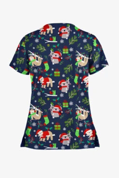 Butter-Soft Sleepy Holiday Navy Women's 2-Pocket Keyhole V Neck Print Scrub Top 5 Butter-Soft Sleepy Holiday Navy Women's 2-Pocket Keyhole V Neck Print Scrub Top -Fashion Clothing TS565SHNV 2