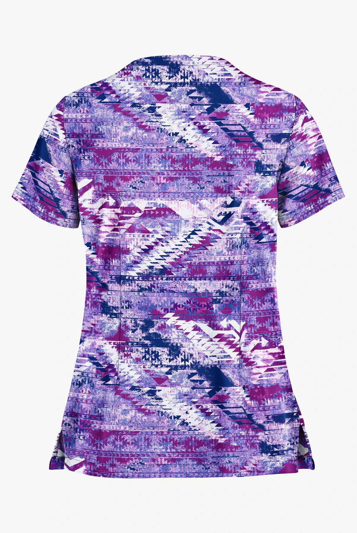 Butter-Soft Sante Fe Modern Orchid Women's 2-Pocket Key-Hole Neck Detailed Print Scrub Top 4 Butter-Soft Sante Fe Modern Orchid Women's 2-Pocket Key-Hole Neck Detailed Print Scrub Top - Image 2