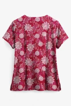 Butter-Soft Winter Breeze Red Women's 2-Pocket Key-Hole Neck Detailed Print Scrub Top 5 Butter-Soft Winter Breeze Red Women's 2-Pocket Key-Hole Neck Detailed Print Scrub Top -Fashion Clothing TS565WZR 2