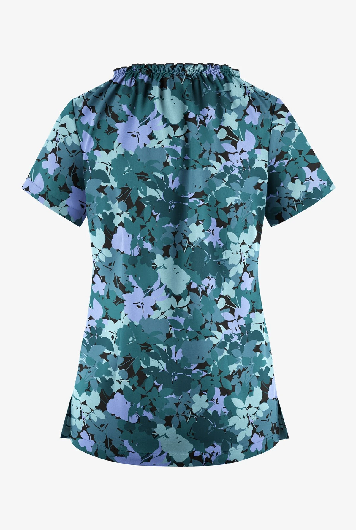 UA Butter-Soft STRETCH Layered Floral Women's 6-Pocket Short Sleeve Peasant Style Printed Scrub Top 4 UA Butter-Soft STRETCH Layered Floral Women's 6-Pocket Short Sleeve Peasant Style Printed Scrub Top - Image 2