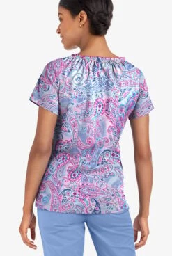 UA Butter-Soft STRETCH Paisley Romance Fuchsia Women's 6-Pocket Peasant Style Printed Scrub Top 7 UA Butter-Soft STRETCH Paisley Romance Fuchsia Women's 6-Pocket Peasant Style Printed Scrub Top -Fashion Clothing TS569PRFC 3