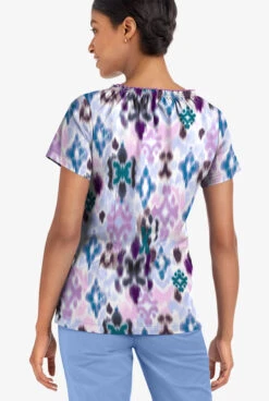UA Butter-Soft STRETCH Varna Ikat Orchid Women's 6-Pocket Peasant Style Printed Scrub Top 7 UA Butter-Soft STRETCH Varna Ikat Orchid Women's 6-Pocket Peasant Style Printed Scrub Top -Fashion Clothing TS569VIOR 3