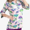 Butter-Soft Chalked Floral Lotus Women's 4-Pocket 3/4th Sleeve Print Scrub Top 2 Butter-Soft Chalked Floral Lotus Women's 4-Pocket 3/4th Sleeve Print Scrub Top -Fashion Clothing TS584CHL 1