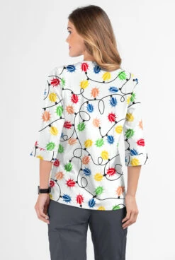 Butter-Soft Fairy Lights Women's 2-Pocket Round Neckline Print Scrub Top -Fashion Clothing TS584FLWT 3