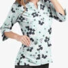 Butter-Soft Floral Elegance White Printed Women's 4-Pocket 3/4th Sleeve Scrub Top 1 Butter-Soft Floral Elegance White Printed Women's 4-Pocket 3/4th Sleeve Scrub Top -Fashion Clothing TS584WEL 1