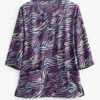 Butter-Soft Watercolor Zebra Black Printed Women's 4-Pocket 3/4th Sleeve Scrub Top 2 Butter-Soft Watercolor Zebra Black Printed Women's 4-Pocket 3/4th Sleeve Scrub Top -Fashion Clothing TS584WZB 1