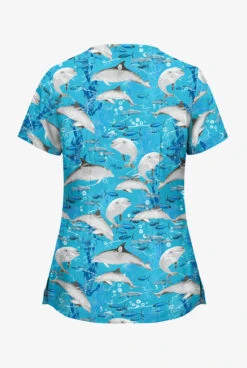 UA Butter-Soft Bahama Bay Turquoise Women's 2-Pocket V-Neck Scrub Top -Fashion Clothing TS631BHY 2