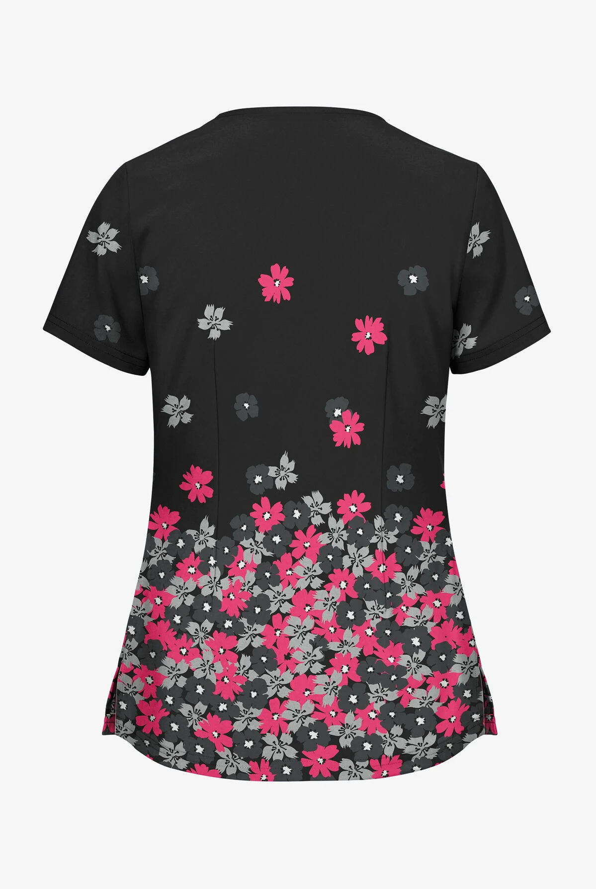 UA Butter-Soft Botanical Cascade Black Printed Women's 2-Pocket V-Neck Scrub Top 4 UA Butter-Soft Botanical Cascade Black Printed Women's 2-Pocket V-Neck Scrub Top - Image 2