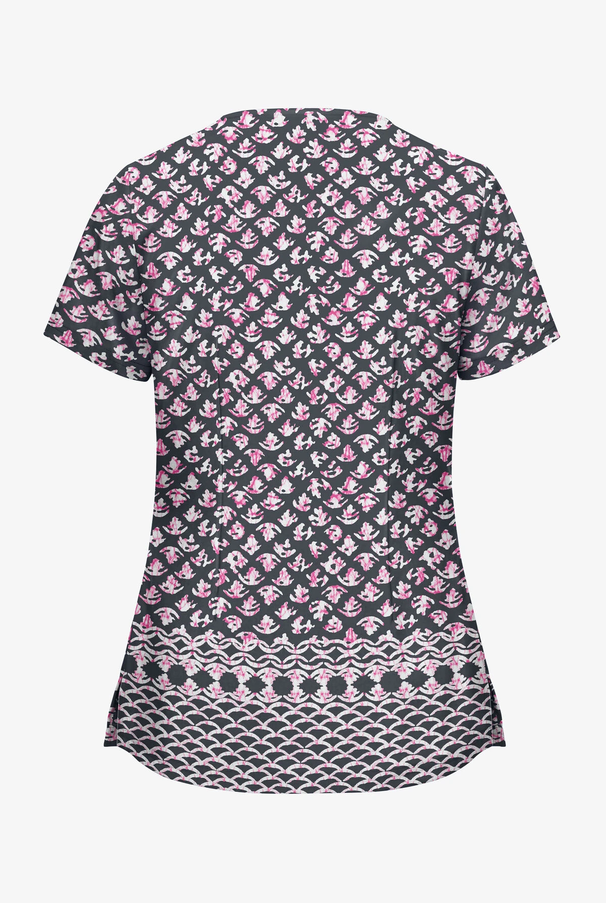 UA Butter-Soft STRETCH Night Garden Pewter Women's 2-Pocket V-Neck Print Scrub Top 4 UA Butter-Soft STRETCH Night Garden Pewter Women's 2-Pocket V-Neck Print Scrub Top - Image 2