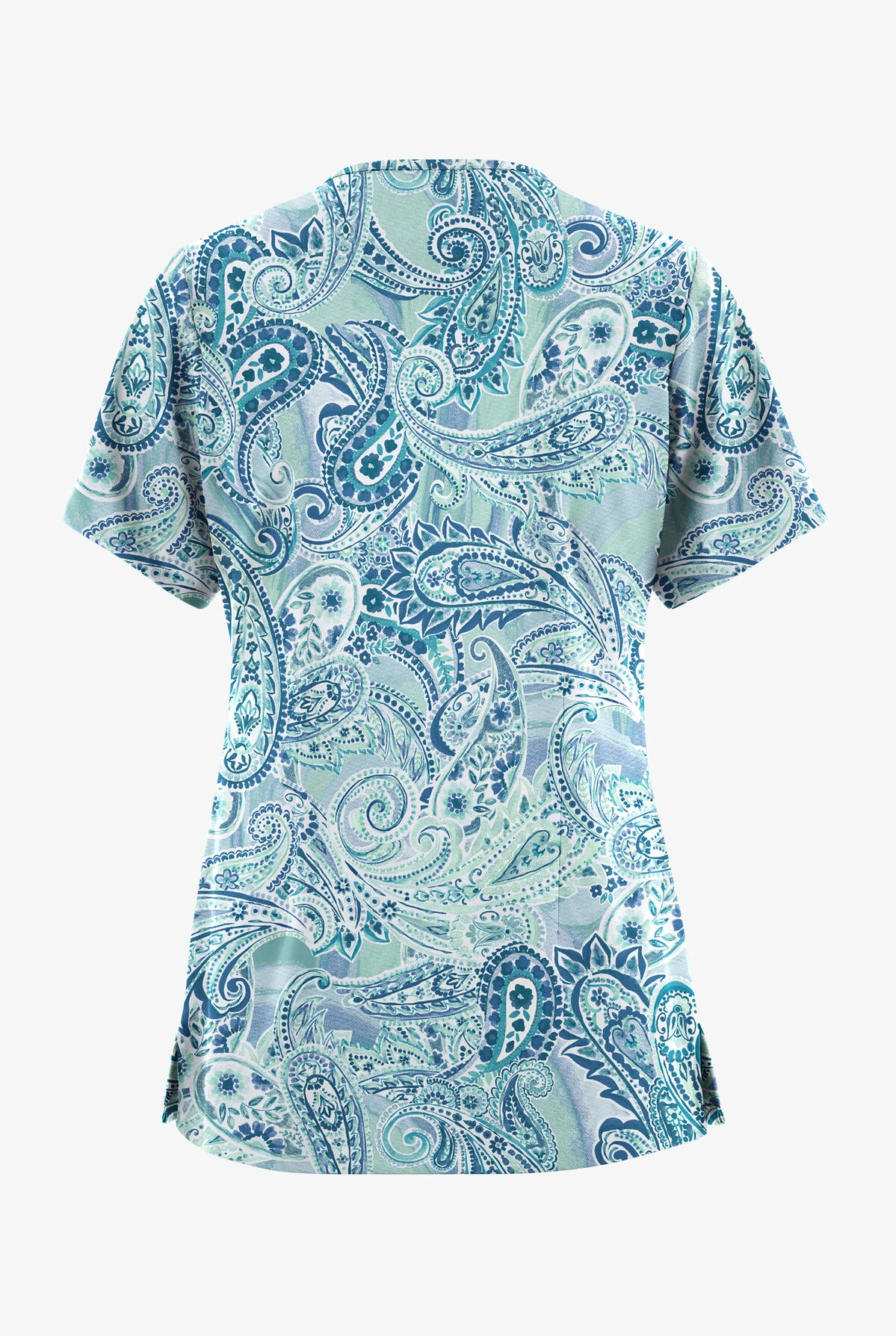 UA Butter-Soft STRETCH Paisley Romance Watermint Women's 5-Pocket V-Neck Scrub Top 4 UA Butter-Soft STRETCH Paisley Romance Watermint Women's 5-Pocket V-Neck Scrub Top - Image 2