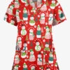 Butter-Soft Juggling Snowman Red Women's 4-Pocket Rounded V-Neck Print Scrub Top 1 Butter-Soft Juggling Snowman Red Women's 4-Pocket Rounded V-Neck Print Scrub Top -Fashion Clothing TS697JSRD 1