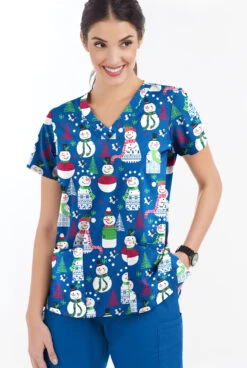 Butter-Soft Juggling Snowman Royal Women's 4-Pocket Rounded V-Neck Printed Scrub Top 6 Butter-Soft Juggling Snowman Royal Women's 4-Pocket Rounded V-Neck Printed Scrub Top -Fashion Clothing TS697JSRL 2