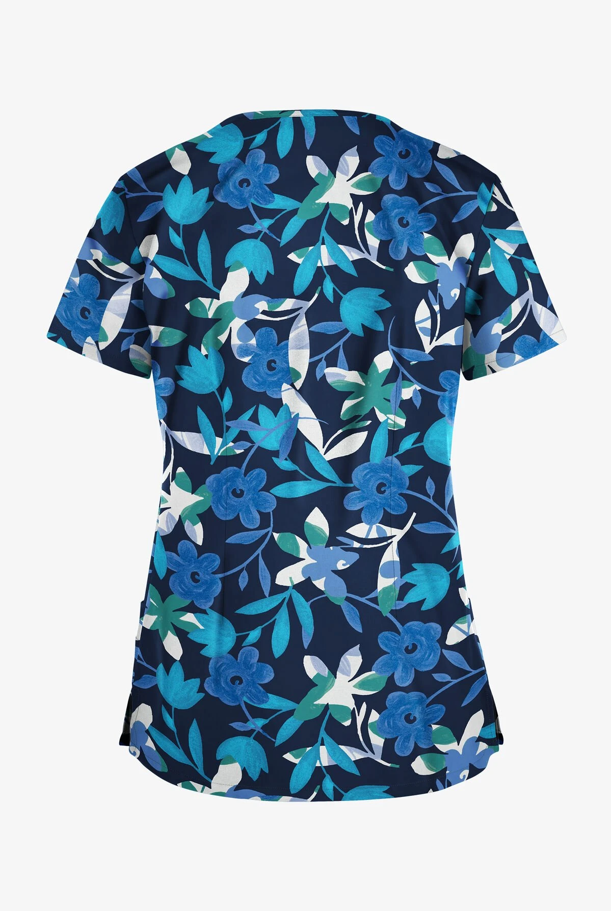 Butter-Soft Matisse Floral Navy Women's 4-Pocket Rounded V-Neck Printed Scrub Top 4 Butter-Soft Matisse Floral Navy Women's 4-Pocket Rounded V-Neck Printed Scrub Top - Image 2
