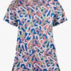 Butter-Soft Noel Candy Canes Royal Women's 4-Pocket Rounded V-Neck Print Scrub Top -Fashion Clothing TS697NCRL 1