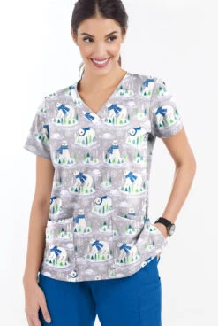 Butter-Soft Polar Holiday Silver Women's 4-Pocket Rounded V-Neck Printed Scrub Top 6 Butter-Soft Polar Holiday Silver Women's 4-Pocket Rounded V-Neck Printed Scrub Top -Fashion Clothing TS697PHSL 2