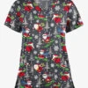 Butter-Soft Santa On Vacation Pewter Women's 4-Pocket Rounded V-Neck Print Scrub Top 2 Butter-Soft Santa On Vacation Pewter Women's 4-Pocket Rounded V-Neck Print Scrub Top -Fashion Clothing TS697SVPW 1