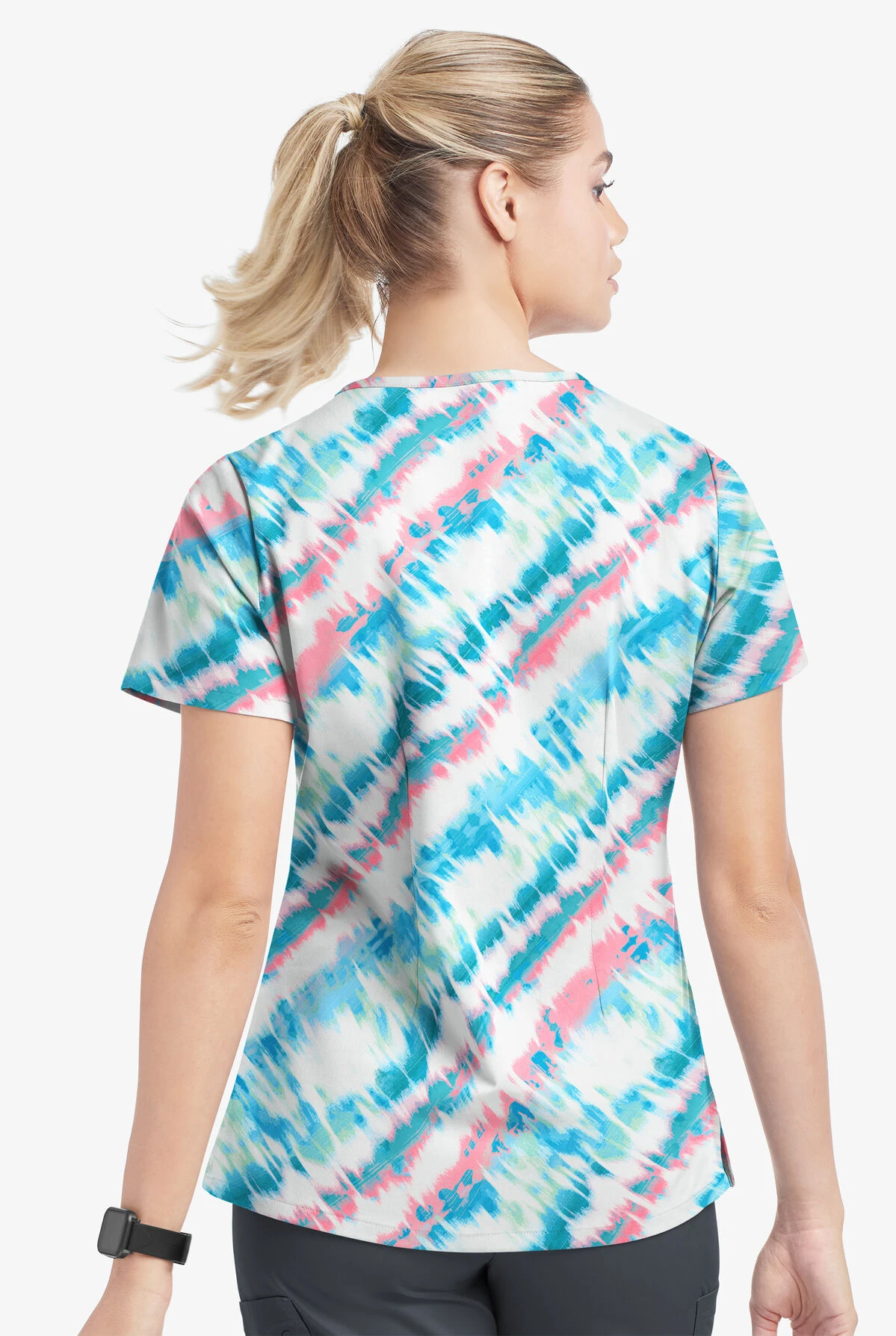 UA Butter-Soft STRETCH Belize Ikat Women's 4-Pocket Grommet Printed Scrub Top 5 UA Butter-Soft STRETCH Belize Ikat Women's 4-Pocket Grommet Printed Scrub Top - Image 3
