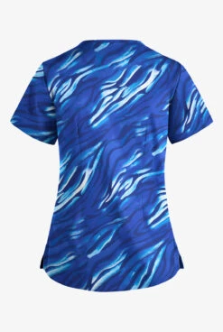 UA Butter-Soft STRETCH Wild Striped Amparo Blue Women's 4-Pocket Large Grommet Print Scrub Top 5 UA Butter-Soft STRETCH Wild Striped Amparo Blue Women's 4-Pocket Large Grommet Print Scrub Top -Fashion Clothing TS754WAM 2