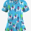 UA Butter-Soft STRETCH Llama Vacation Turquoise Women's 4-Pocket Crisscross Printed Scrub Top 2 UA Butter-Soft STRETCH Llama Vacation Turquoise Women's 4-Pocket Crisscross Printed Scrub Top -Fashion Clothing TS756LVTQ 100323 1