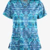 UA Butter-Soft STRETCH Romanian Ikat Dew Drop Women's 4-Pocket Crisscross Print Scrub Top 2 UA Butter-Soft STRETCH Romanian Ikat Dew Drop Women's 4-Pocket Crisscross Print Scrub Top -Fashion Clothing TS756RIDD 1