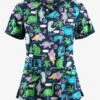 UA Butter-Soft STRETCH Stompin' Dino Turquoise Women's 4-Pocket Crisscross Printed Scrub Top 2 UA Butter-Soft STRETCH Stompin' Dino Turquoise Women's 4-Pocket Crisscross Printed Scrub Top -Fashion Clothing TS756SDTQ 1