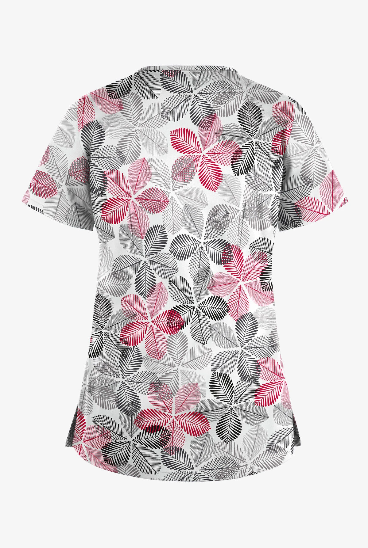 UA Butter-Soft STRETCH Subtle Leaves Silver Women's 4-Pocket Crisscross Printed Scrub Top 4 UA Butter-Soft STRETCH Subtle Leaves Silver Women's 4-Pocket Crisscross Printed Scrub Top - Image 2