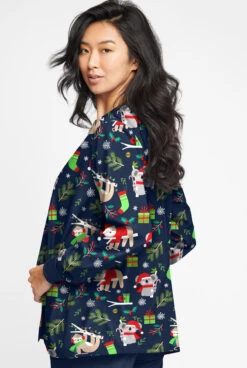 Butter-Soft Sleepy Holiday Navy Women's 2-Pocket Warm-Up Printed Scrub Jacket 7 Butter-Soft Sleepy Holiday Navy Women's 2-Pocket Warm-Up Printed Scrub Jacket -Fashion Clothing TS82SHNV 3