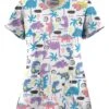 UA Butter-Soft STRETCH Stompin' Dino Orchid Women's 3-Pocket V-Neck Mock Wrap Scrub Top 2 UA Butter-Soft STRETCH Stompin' Dino Orchid Women's 3-Pocket V-Neck Mock Wrap Scrub Top -Fashion Clothing TS929SDOR 1