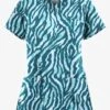 UA Butter-Soft STRETCH Tiger Fantasy Caribbean Blue Women's 3-Pocket V-Neck Mock Wrap Scrub Top -Fashion Clothing TS929TFCB 092123 1