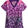 UA Paisley Gradient Eggplant Women's 4-Pocket Scallop Neck Print Scrub Top 1 UA Paisley Gradient Eggplant Women's 4-Pocket Scallop Neck Print Scrub Top -Fashion Clothing UA194PGE 1