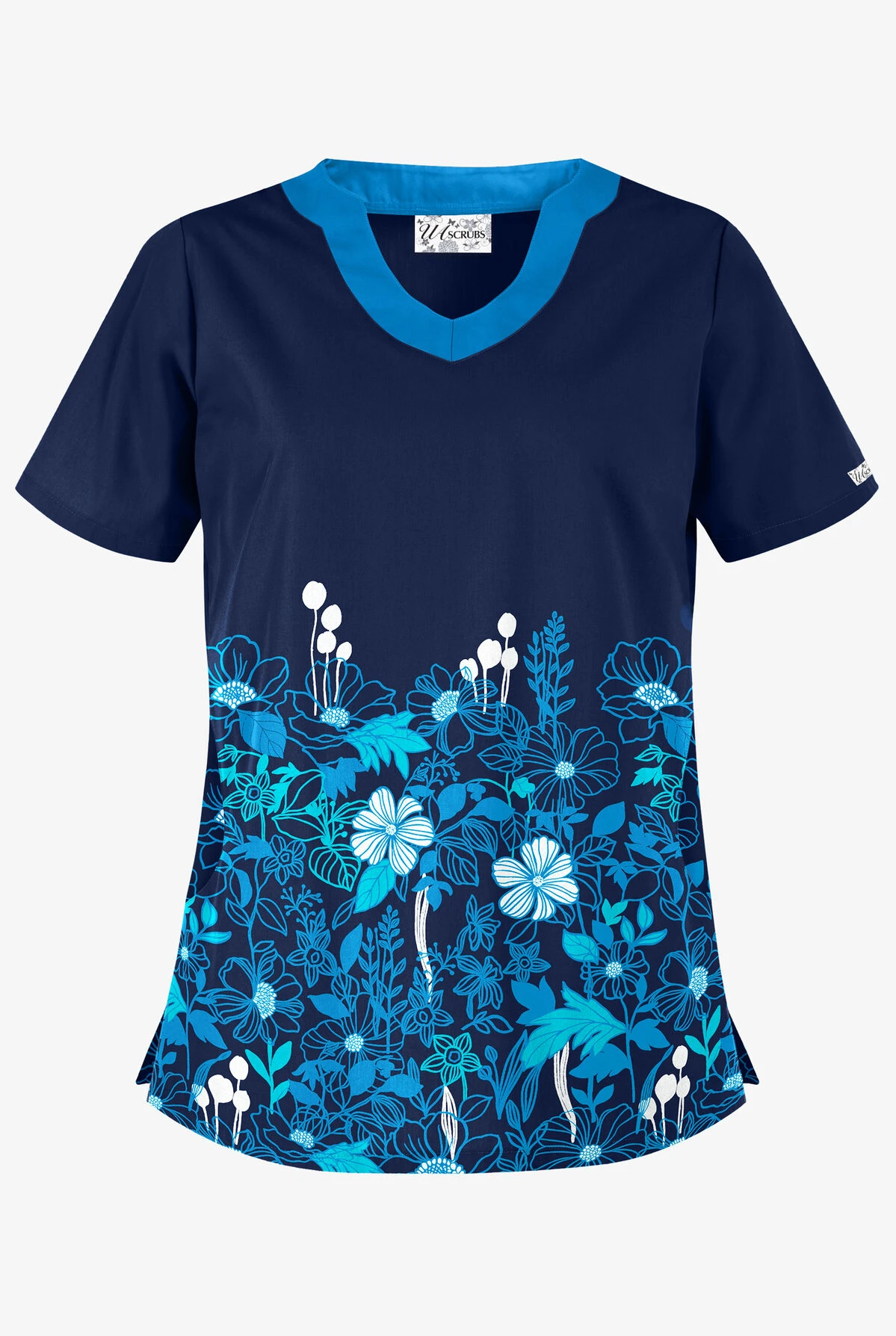 Butter-Soft Floral Field Navy Women's 2-Pocket Scallop Neck Print Scrub Top 3 Butter-Soft Floral Field Navy Women's 2-Pocket Scallop Neck Print Scrub Top
