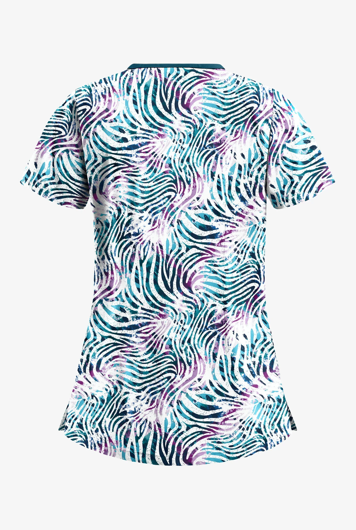Butter-Soft Abstract Zebra Navy Women's 3-Pocket Criss Cross Print Scrub Top 4 Butter-Soft Abstract Zebra Navy Women's 3-Pocket Criss Cross Print Scrub Top - Image 2