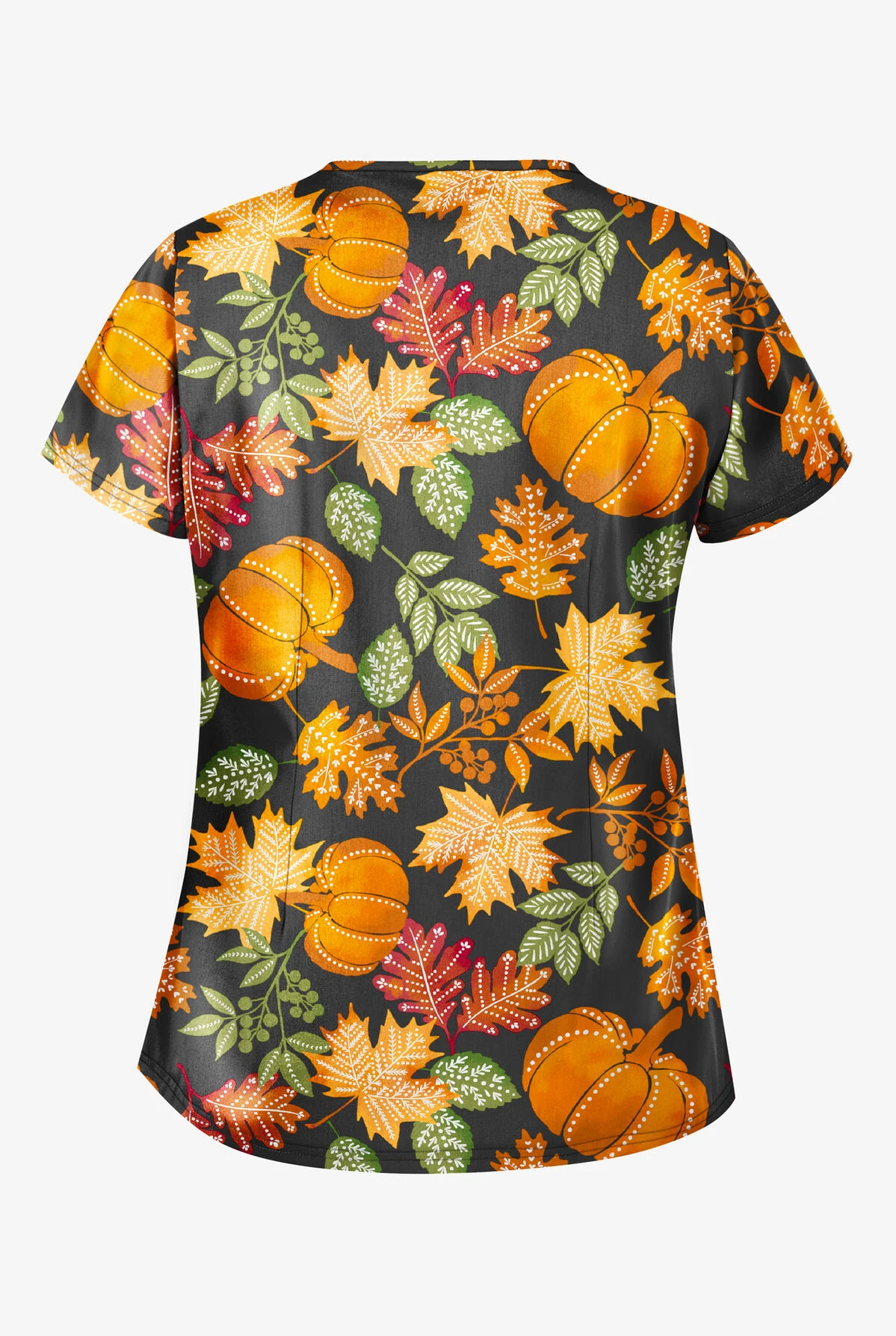 Butter-Soft Harvest Time Women's 4-Pocket Princess Seam Printed Scrub Top 4 Butter-Soft Harvest Time Women's 4-Pocket Princess Seam Printed Scrub Top - Image 2