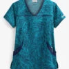 UA Paisley Delight Turquoise Women's 4-Pocket Princess Seam Print Scrub Top -Fashion Clothing UA864PYD 1